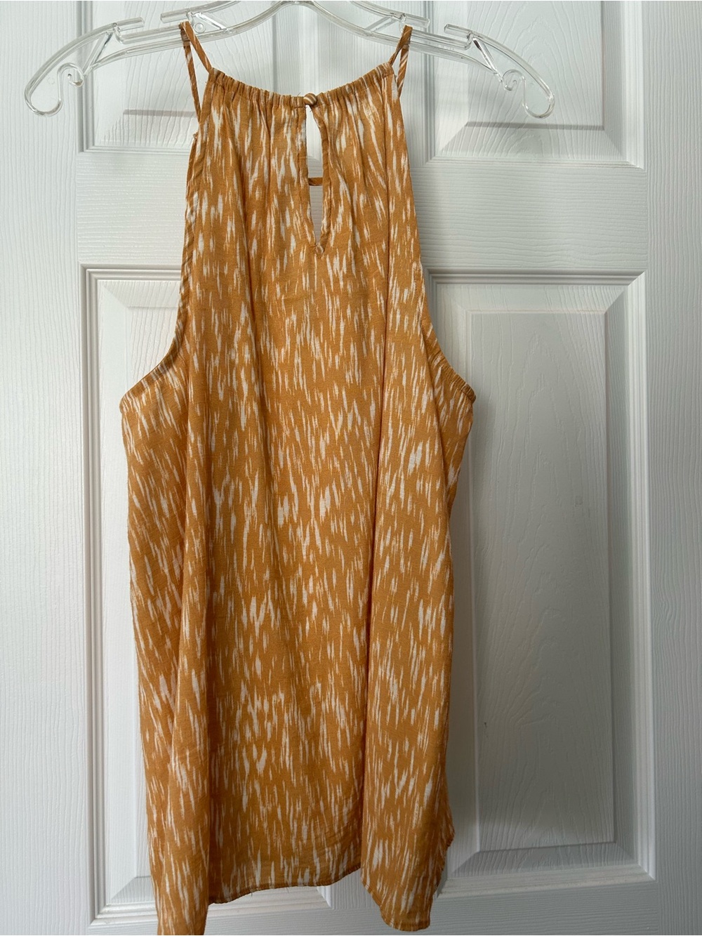 Nine West Mustard Yellow and White Patterned Halter Camisole